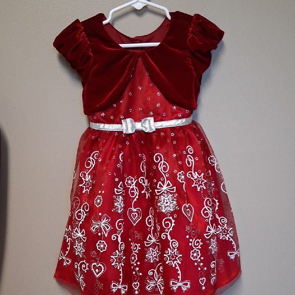 Jona Michelle Red and White Formal Kids Dress